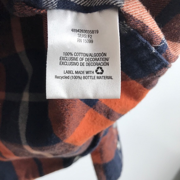 ROEBUCK & Co MENS SHIRT FLANNEL ORANGE BLUE LARGE - Picture 4 of 10